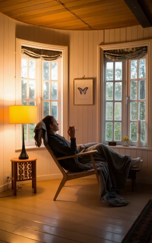 Relaxing in a Cozy Farmhouse Nook by the Bay Window