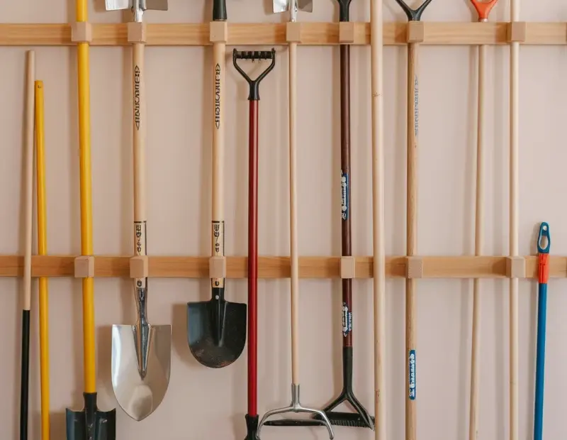 Farmhouse Kitchen Cleaning Tool Storage | Wall-Mounted Wooden Peg Rack Organizer | Rustic Mudroom Entryway Ideas