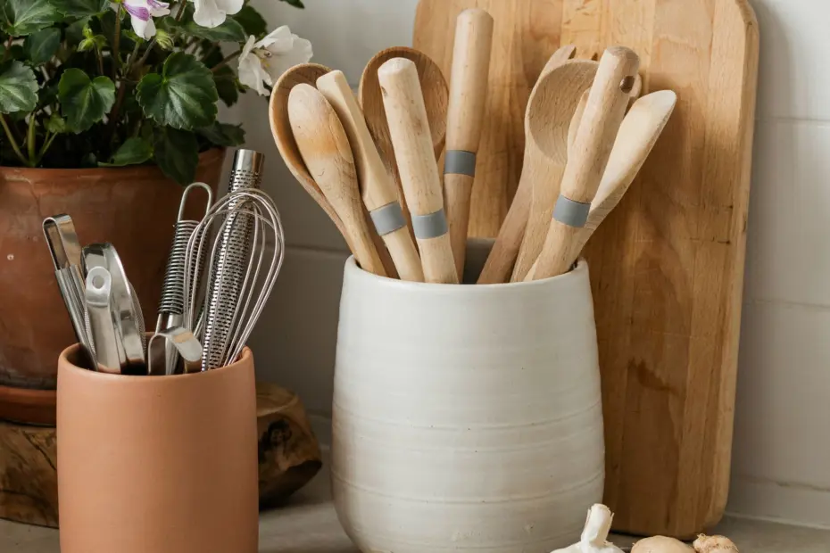 Modern Farmhouse Ceramic Utensil Jar | Handmade in Wisconsin | Dishwasher Safe Crock & Vase